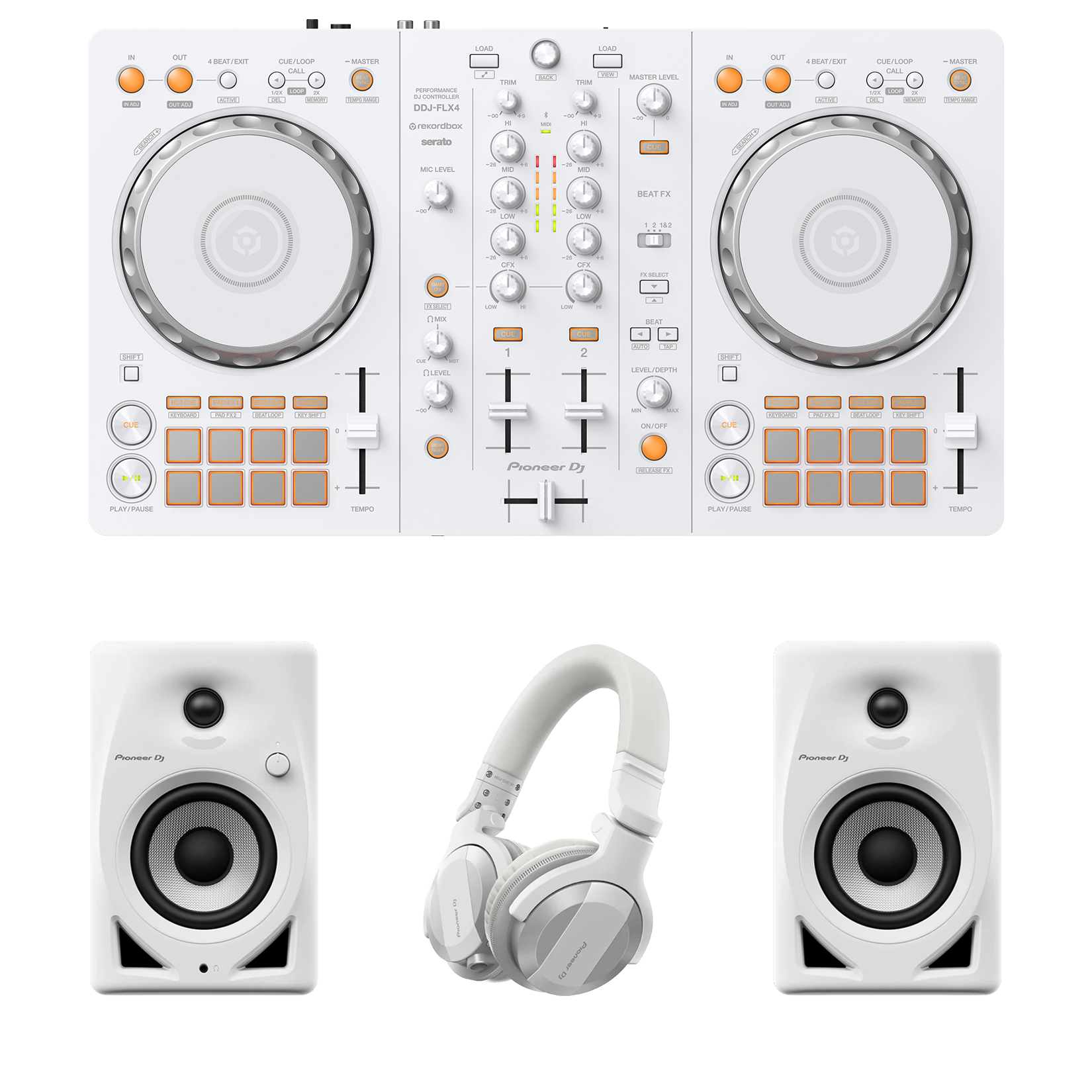 DDJ-FLX4-W + DM-40D-W + HDJ-CUE1BT-W Bundle – Pioneer DJ Store DDJ-FLX4-W + DM-40D-W + HDJ-CUE1BT-W Bundle – Pioneer DJ Store