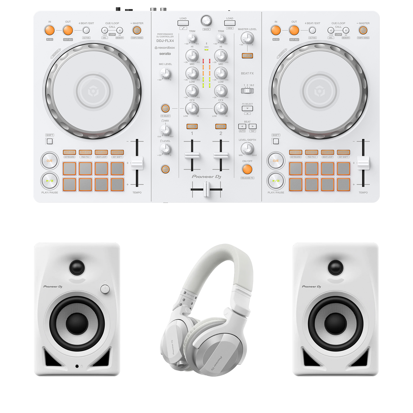 DDJ-FLX4-W + DM-40D-W + HDJ-CUE1BT-W Bundle